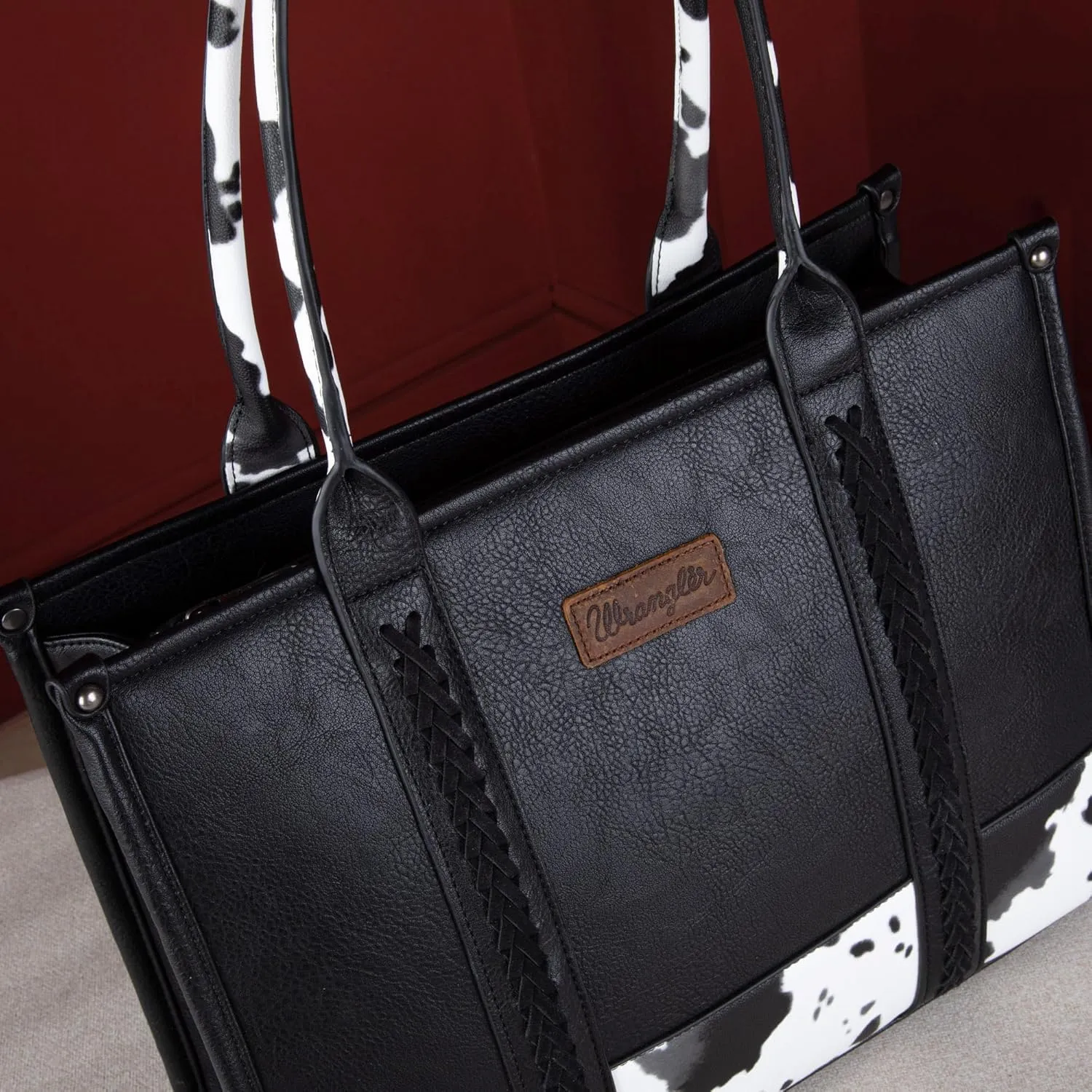 Montana West × Wrangler Tote Bag for Women Western Cow Print Purse Designer Top Handle Handbags