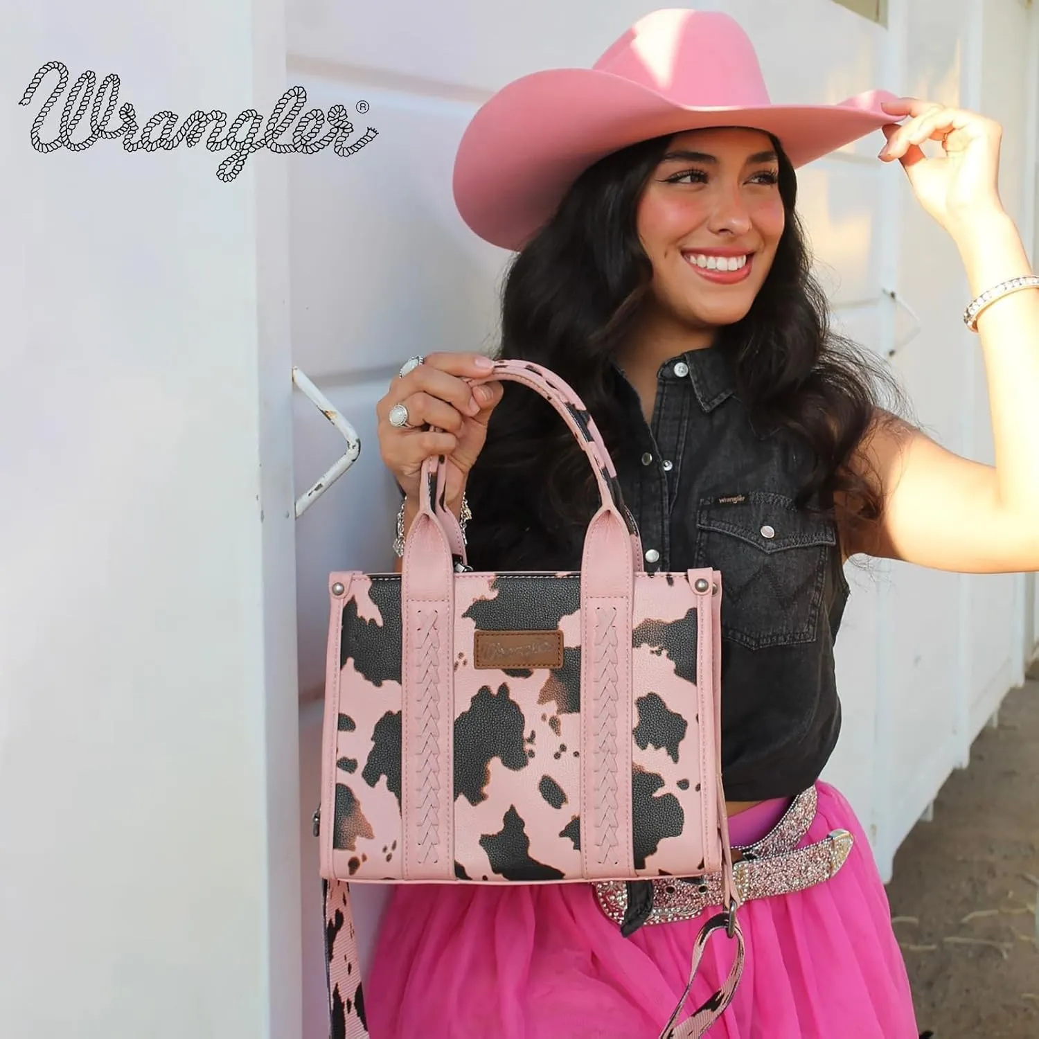 Montana West × Wrangler Tote Bag for Women Western Cow Print Purse Designer Top Handle Handbags