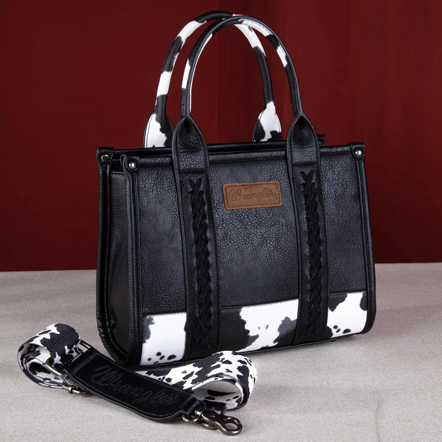 Montana West × Wrangler Tote Bag for Women Western Cow Print Purse Designer Top Handle Handbags