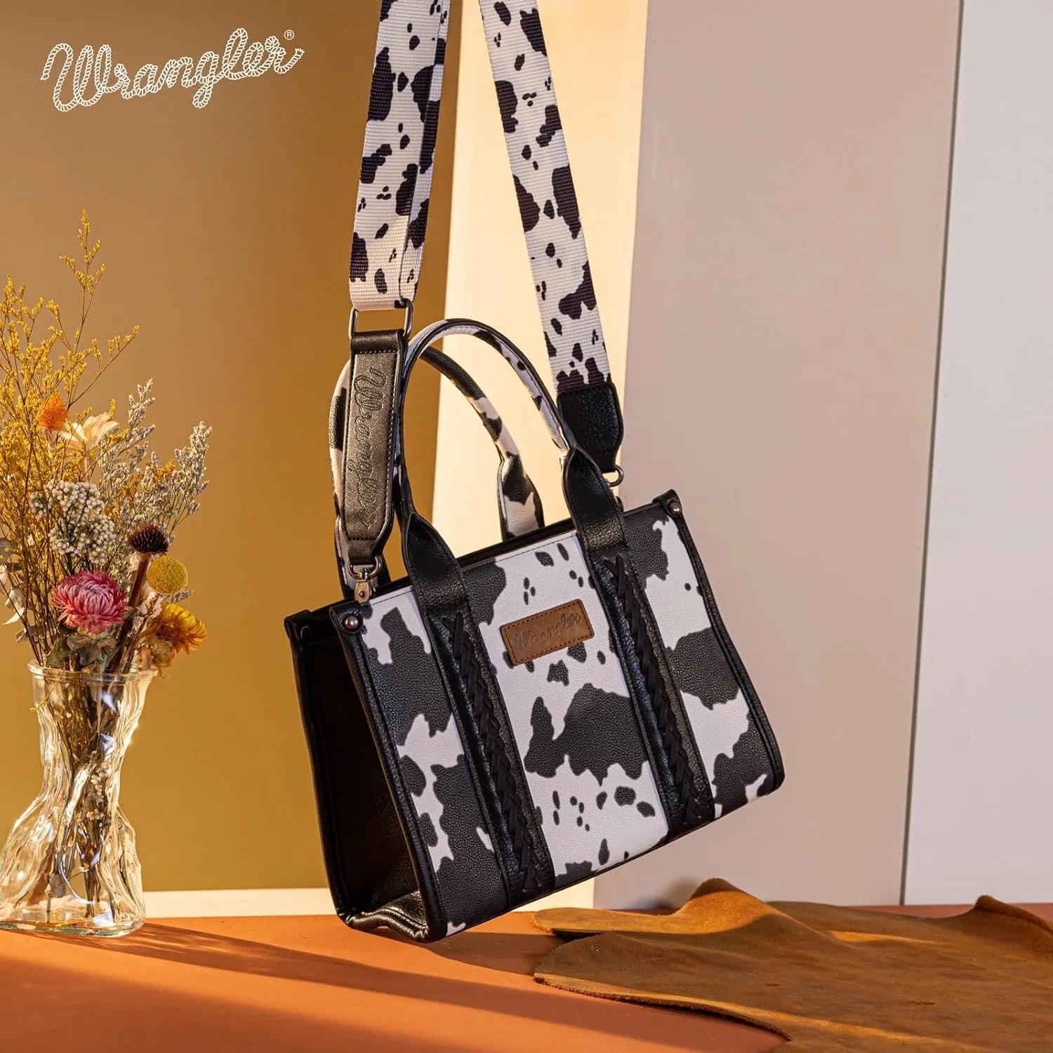 Montana West × Wrangler Tote Bag for Women Western Cow Print Purse Designer Top Handle Handbags