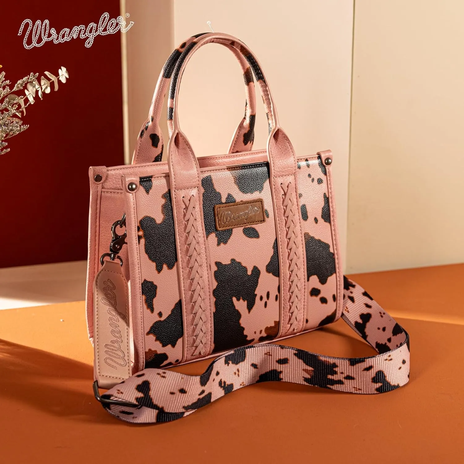 Montana West × Wrangler Tote Bag for Women Western Cow Print Purse Designer Top Handle Handbags