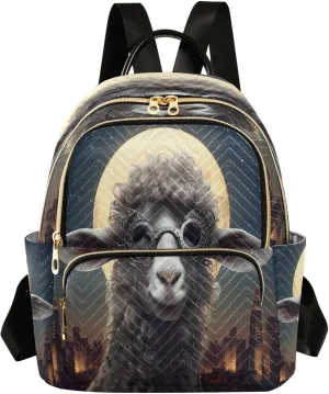 Moon Sheep Backpack Purse for Women Fashion Small Mini Daypack Purse for Lady Anti-theft Shoulder Bag with Double Zipper Weekend Bag