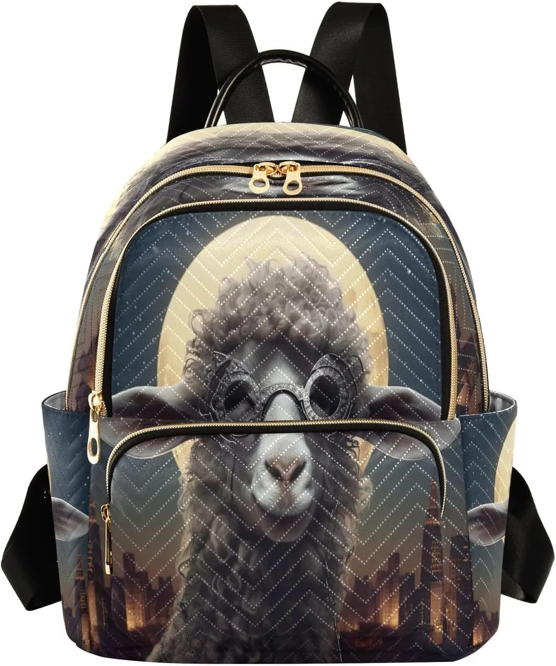Moon Sheep Backpack Purse for Women Fashion Small Mini Daypack Purse for Lady Anti-theft Shoulder Bag with Double Zipper Weekend Bag