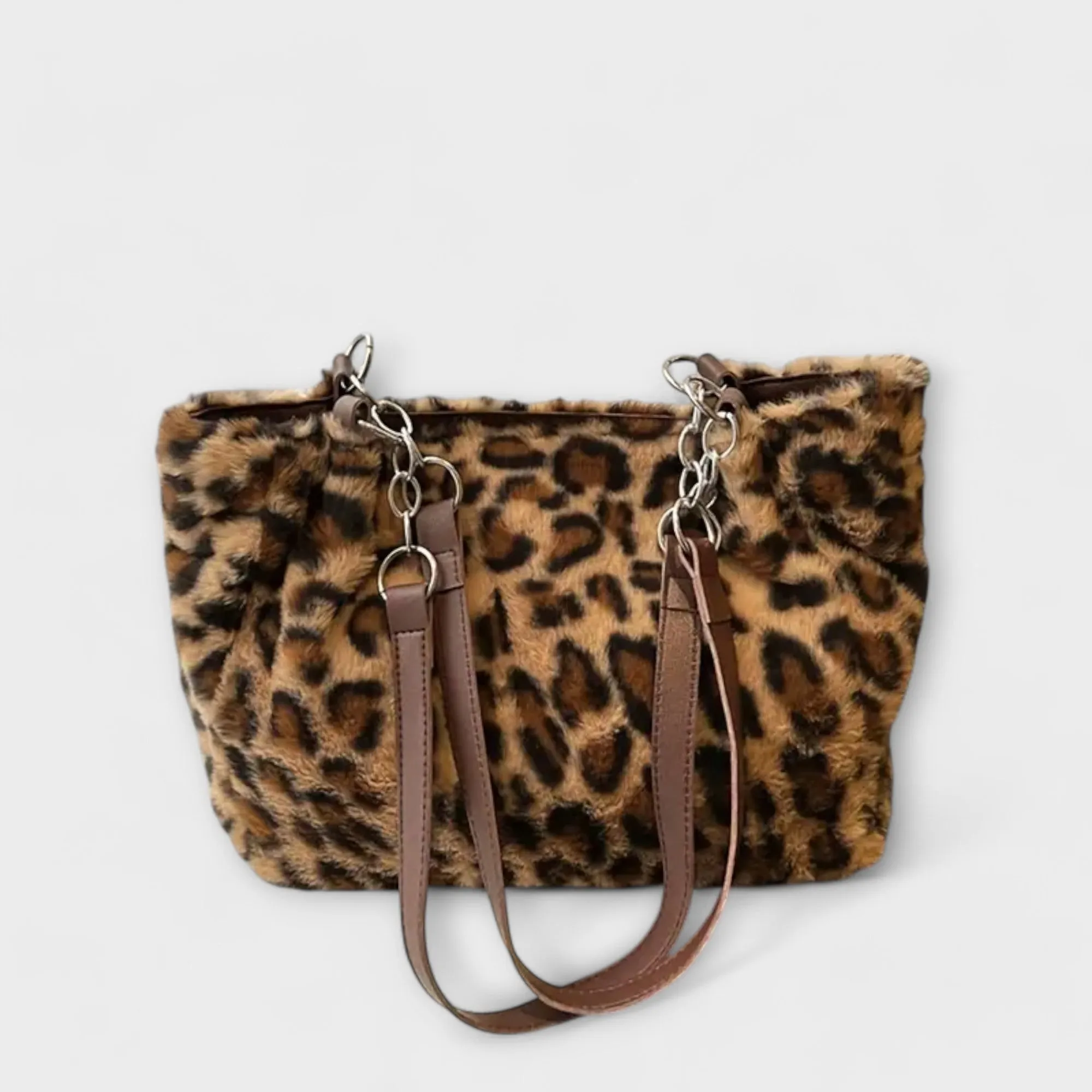 Morwen - Trendy Leopard Skin Inspired Tote in Soft Faux Fur