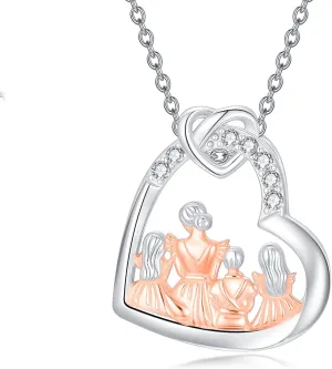 Mother Daughter Necklace Sterling Silver Daughter Necklace Heart Birthday Pendant from Mom I Love You Forever Mothers Day Jewelry Gifts for Mama Mother Grandma Wife