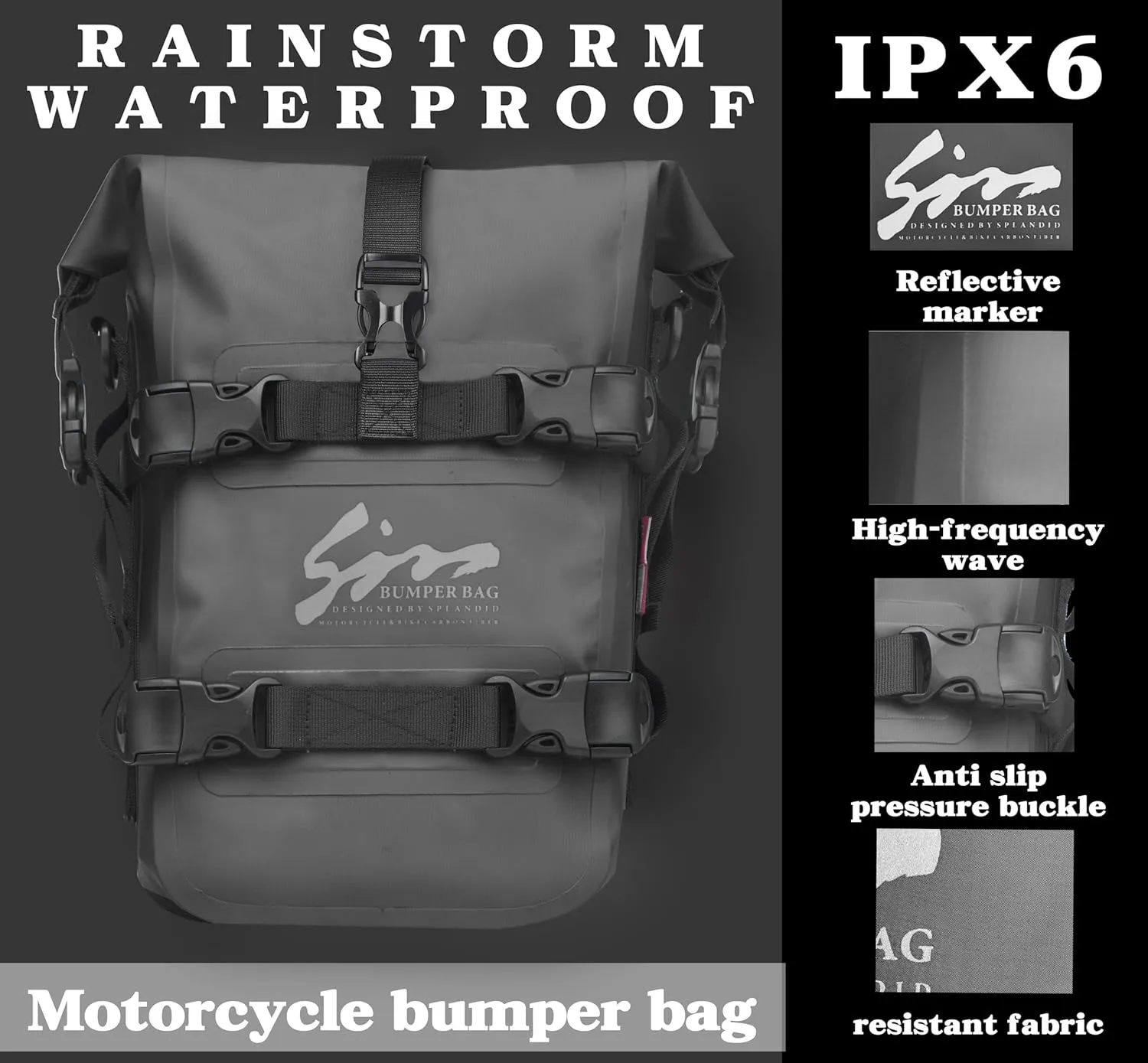 Motorcycle Waterproof Saddle Bag Motorcycle Accessories Tool Tank Bags Multifunctional Outdoor Motorbike Storage Carry Bag with Strap Black 12L