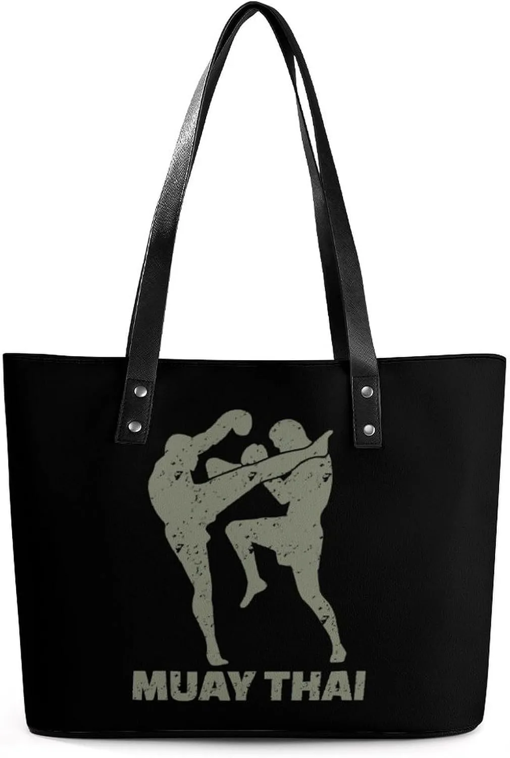 Muay Thai Women's Tote Bag Leather Purse Shoulder Handbag Portable Shopping Bag for Travel Office