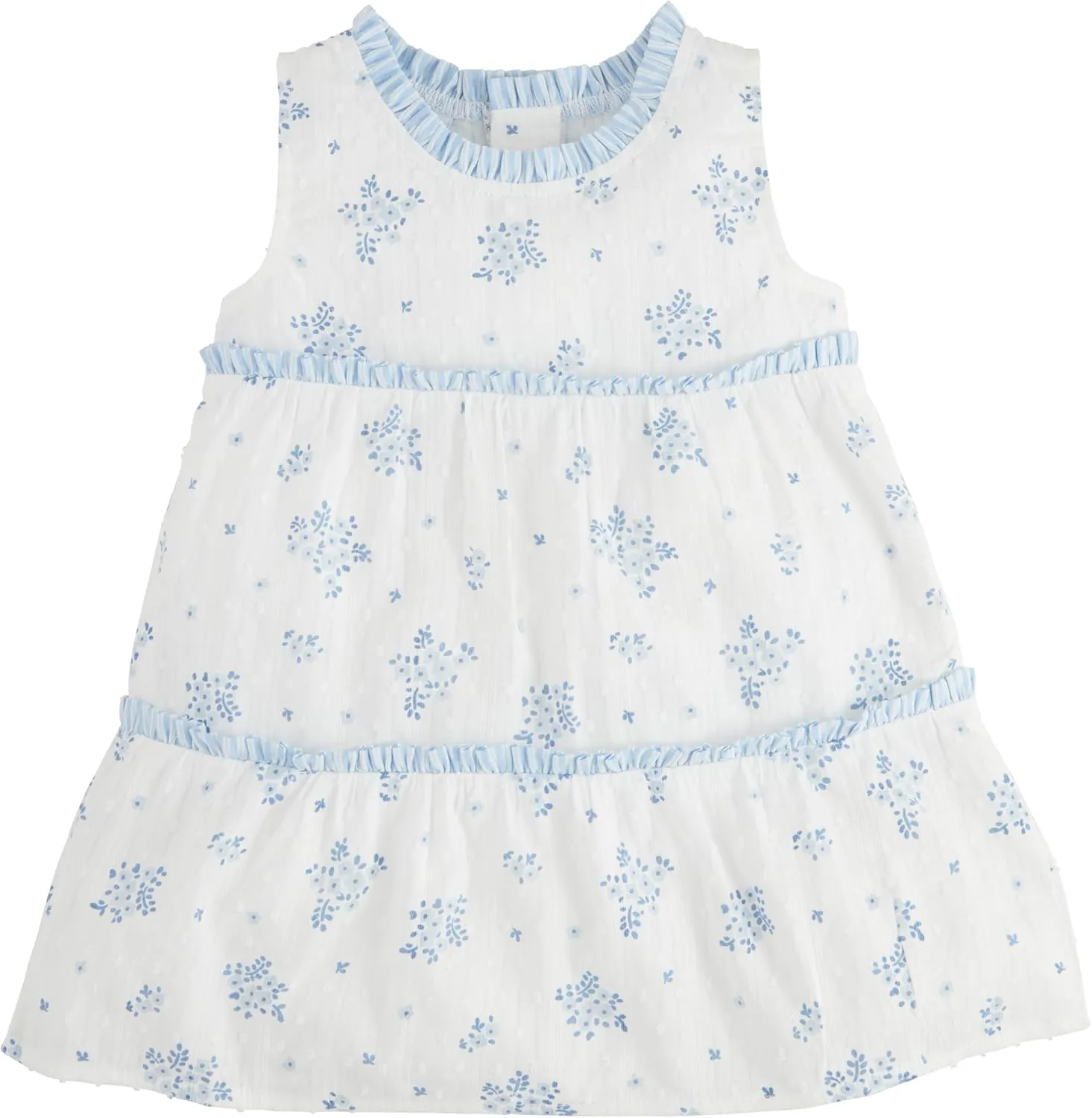 Mud Pie Baby Girls Children's Blue Floral Tiered Dress
