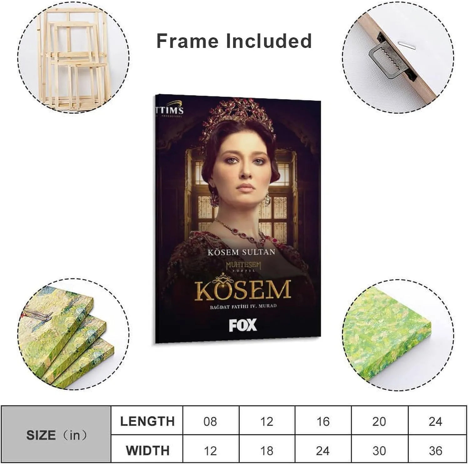 Muhtesem Yuzyil Kosem Ver9 Gifts Canvas Painting Poster Wall Art Decorative Picture Prints Modern Decor Framed-unframed 20x30inch(50x75cm)