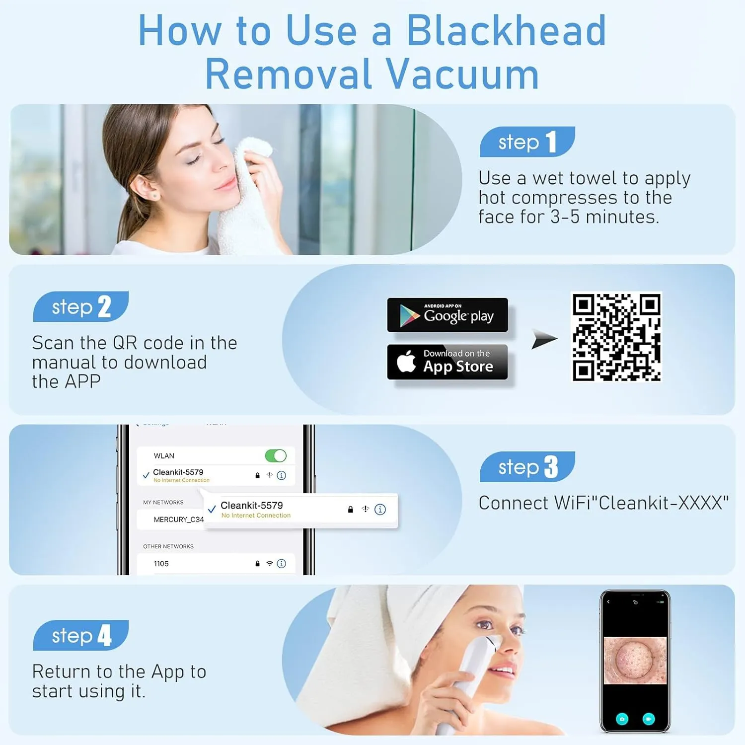 Multi-Functional Blackhead Suction Device - Gentle & Effective Skin Care, 6 Suction Heads & 3 Modes for Deep Pore Cleaning(Black)