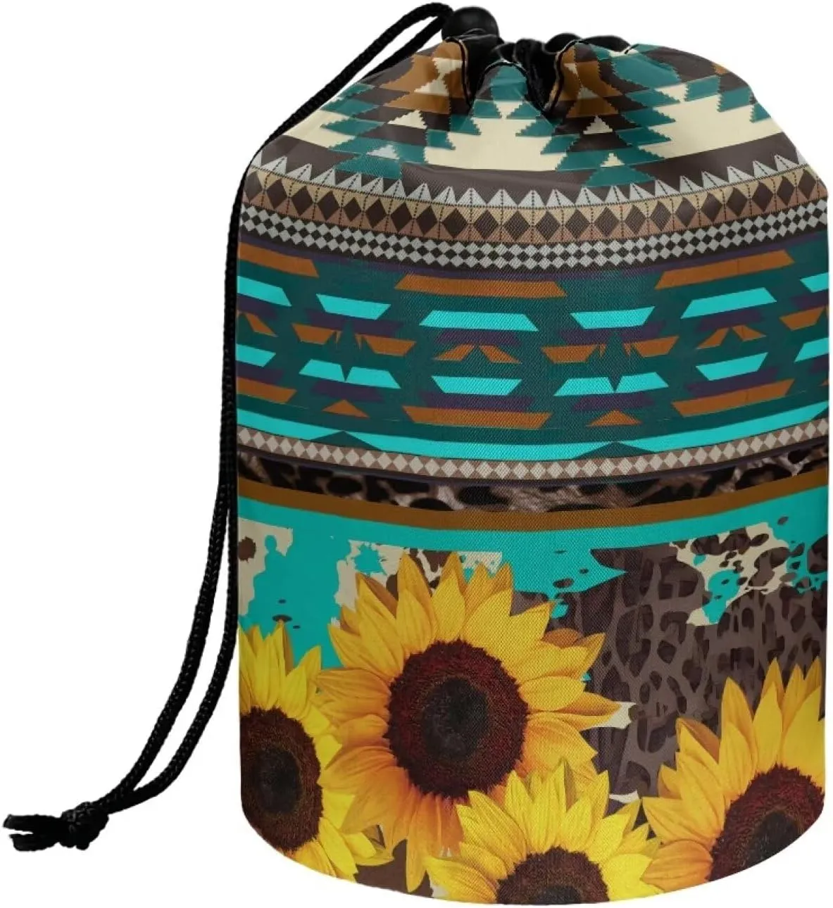 Multifunctional Bag Makeup Accessories for Women Aztec Sunflower Large Capacity Cosmetic Case,Brush Storage,Travel Cute Organizer for Travel, Gifts, and Daily Use Blue