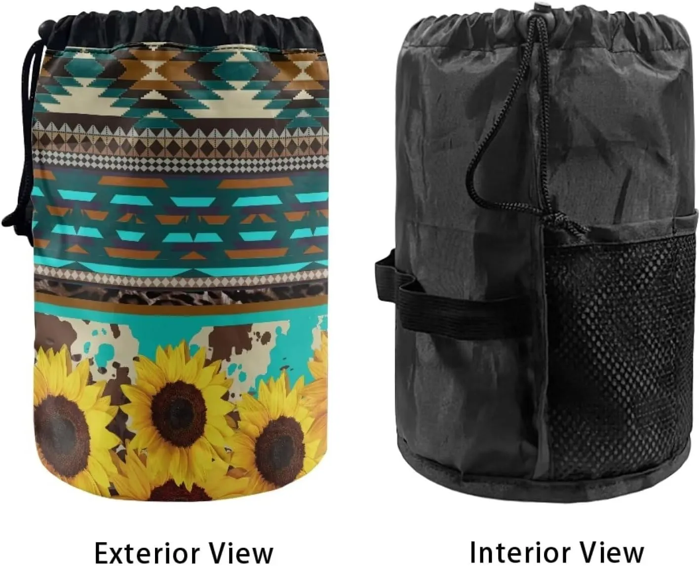Multifunctional Bag Makeup Accessories for Women Aztec Sunflower Large Capacity Cosmetic Case,Brush Storage,Travel Cute Organizer for Travel, Gifts, and Daily Use Blue