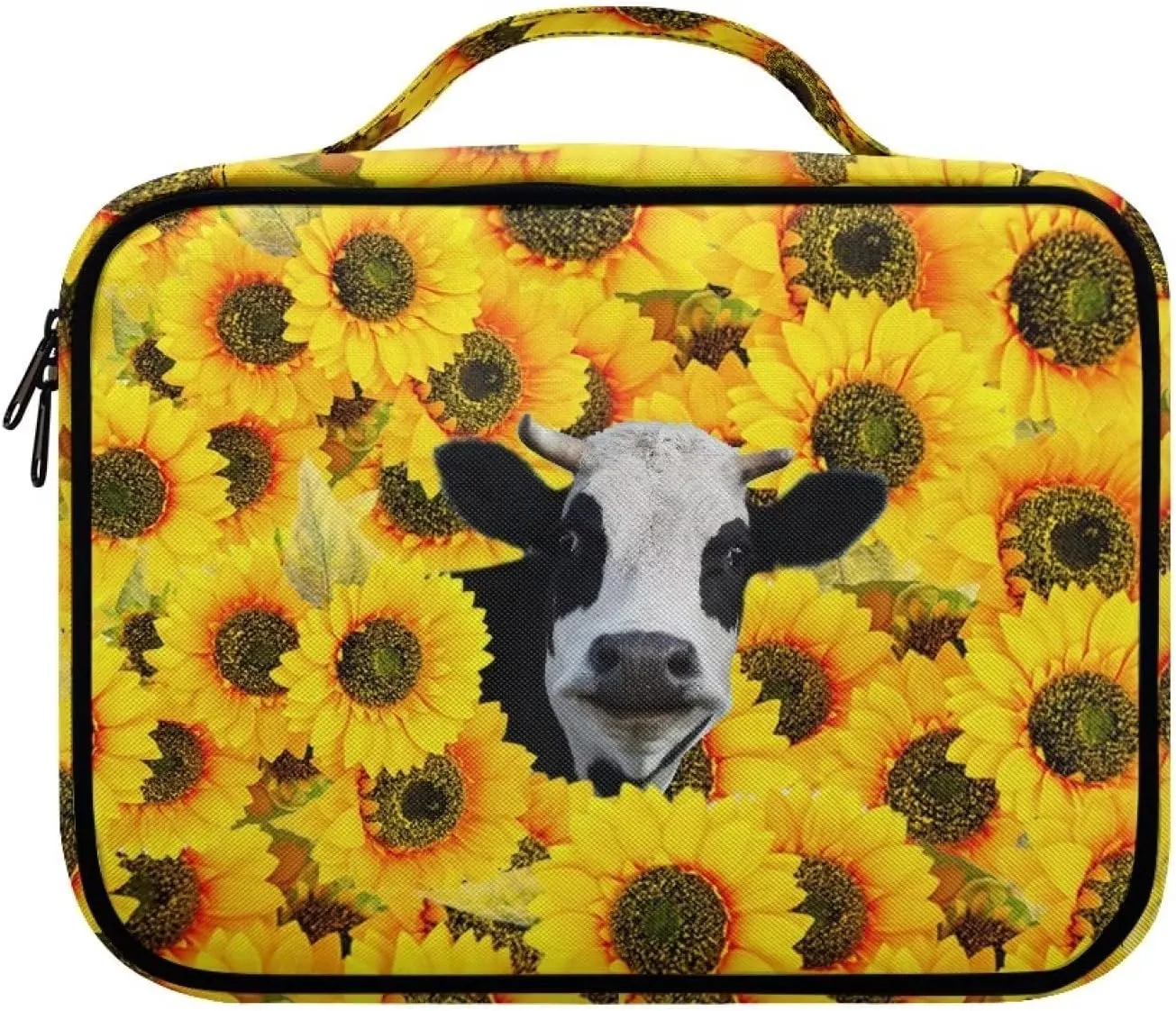 Mumeson Milk Cow Sunflower Bible Cover Dailyuse Multifunctional Storage Bag Scripture Pouch Cute Bible Bags Studying Bible Pouch with Inner Organizing Pockts Multiuse Daily Bags