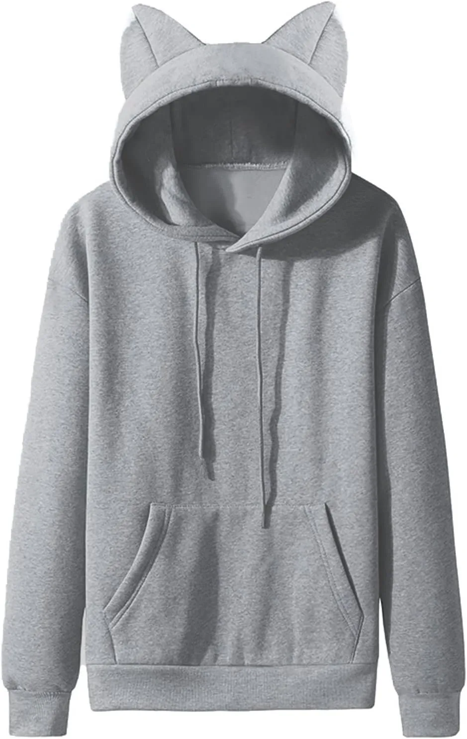 Muscularfit Sweatshirts for Men Hoodies Casual Long Sleeve Solid Ears Hooded Drawstring Pullover Lightweight Athletic Hoodies