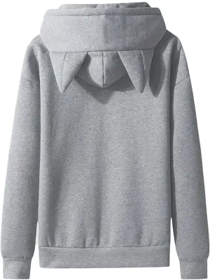 Muscularfit Sweatshirts for Men Hoodies Casual Long Sleeve Solid Ears Hooded Drawstring Pullover Lightweight Athletic Hoodies
