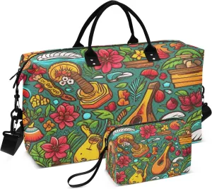 Musical Instrument Travel Duffel Bags with Toiletry Bag and Adjustable Strap for Travel Gym Yoga