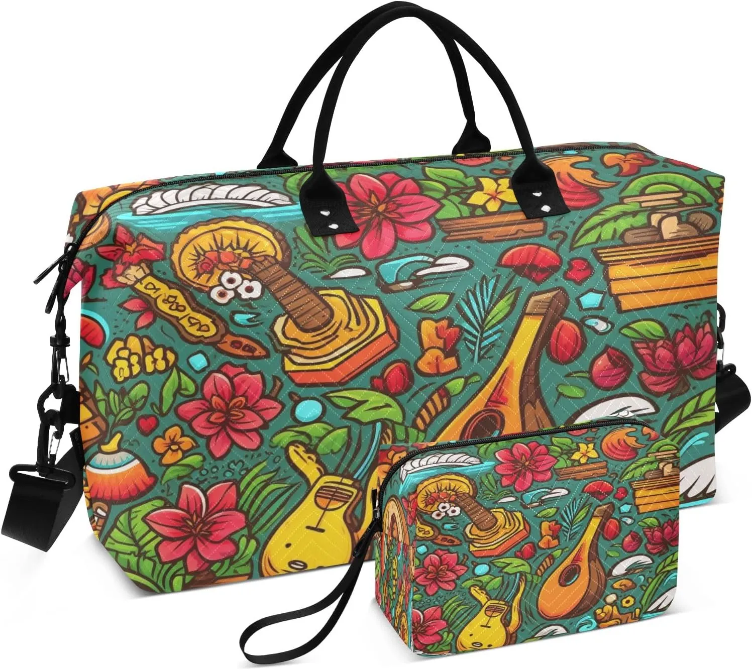 Musical Instrument Travel Duffel Bags with Toiletry Bag and Adjustable Strap for Travel Gym Yoga