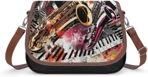 Musical Instruments Jam Session Funny Women's Crossbody Bags Novelty Leather Purse Handbag Shoulder Bag