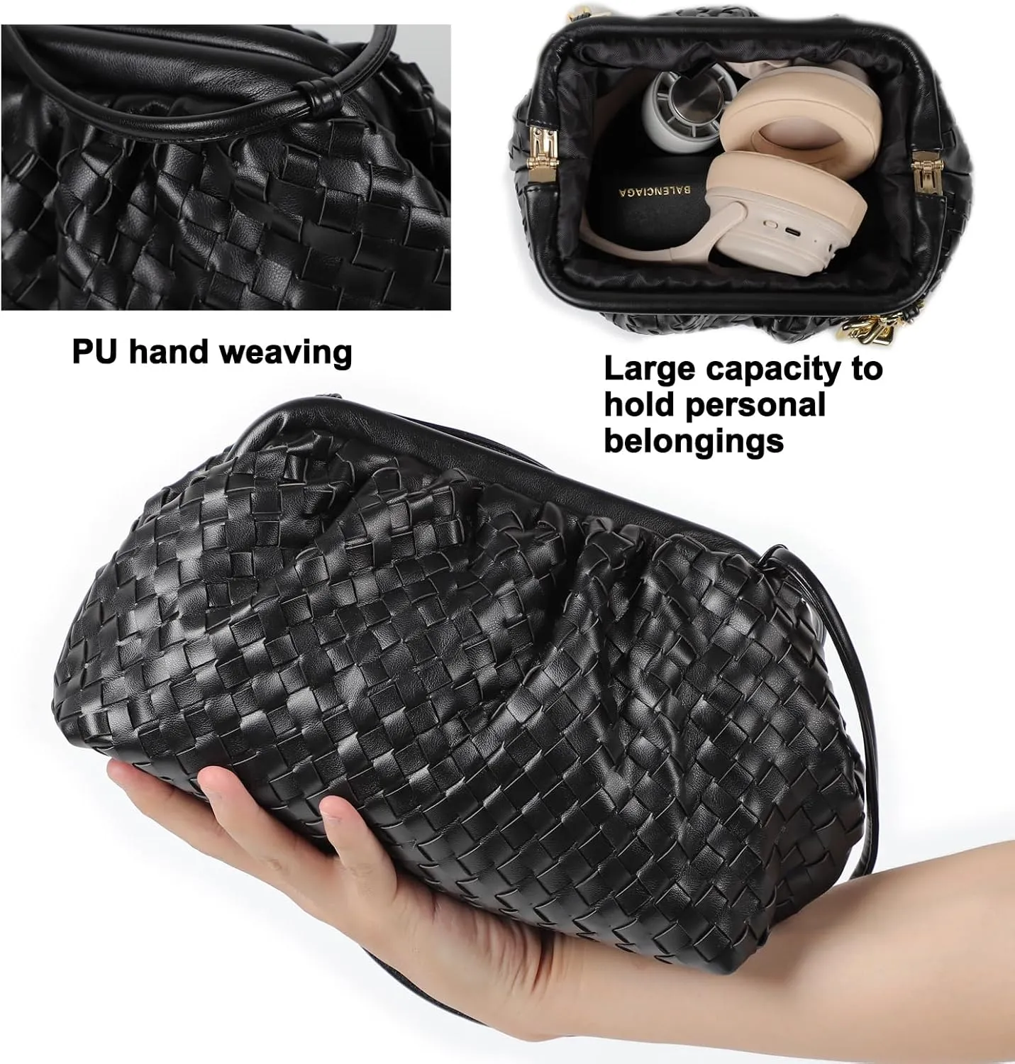 NAARIIAN Woven Crossbody Bags for Women Evening Clutch Hobo Cloud Purse Designer Handbags for Ladies