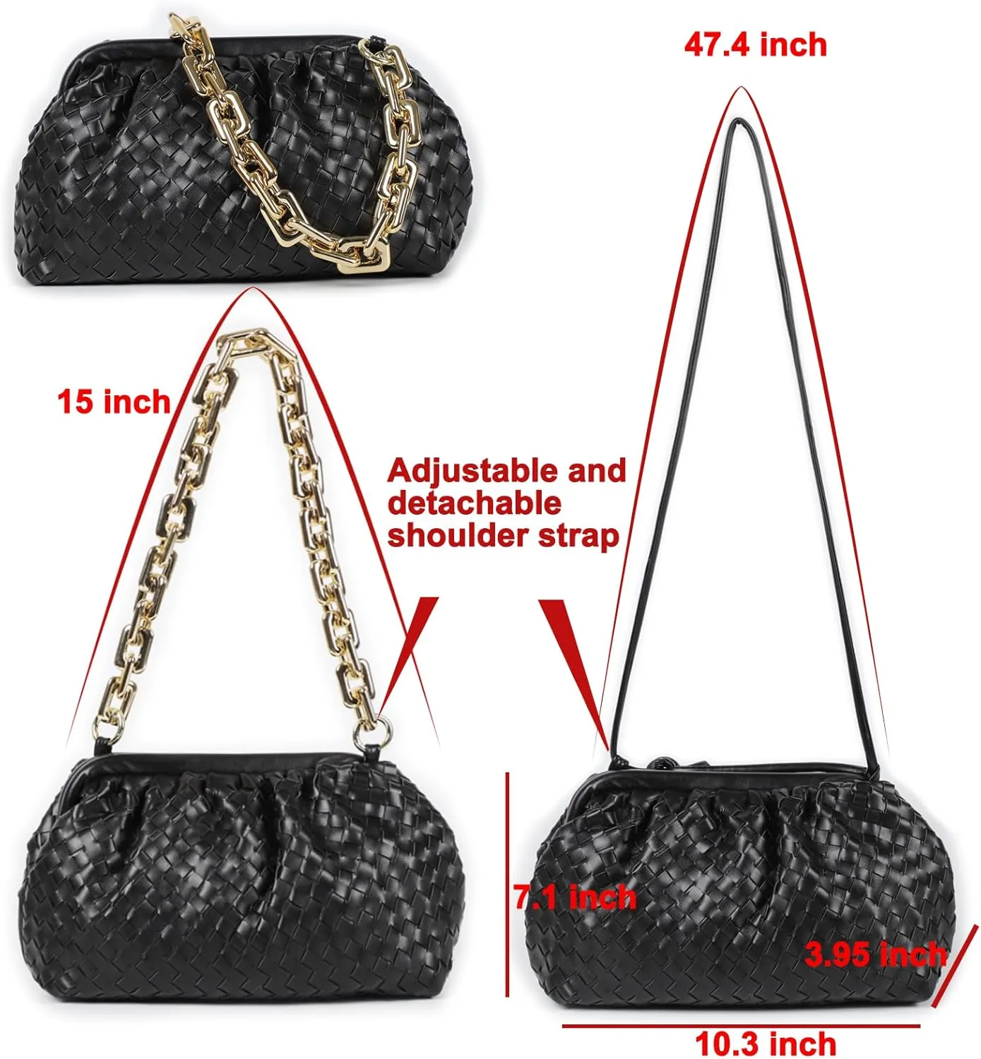 NAARIIAN Woven Crossbody Bags for Women Evening Clutch Hobo Cloud Purse Designer Handbags for Ladies