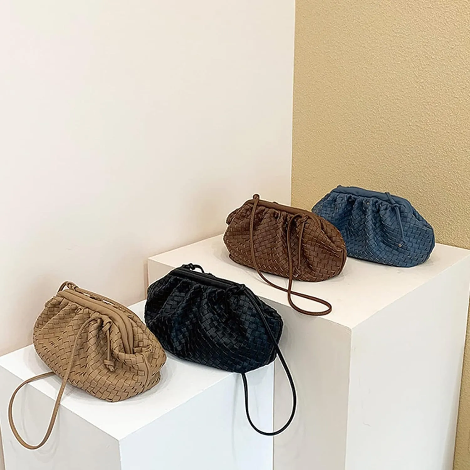 NAARIIAN Woven Crossbody Bags for Women Evening Clutch Hobo Cloud Purse Designer Handbags for Ladies