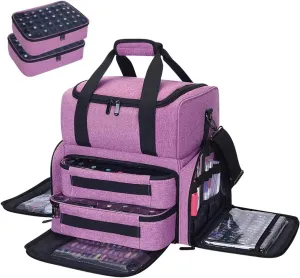 Nail Polish Organizer Storage Case 80 Bottles Large Capacity Travel Bag with 2 Detachable Bags Purple