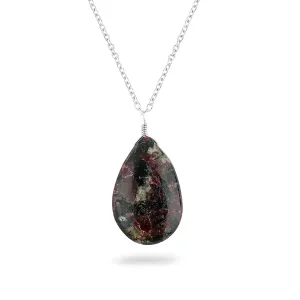 Natural Eudialyte Gemstone Pendant Necklace | Polished Stones | Silve Plated | Handcrafted Designer Jewelry | Chakra Healing Crystal | Adjustable Chain | Elegant Gift for Women | 18inch