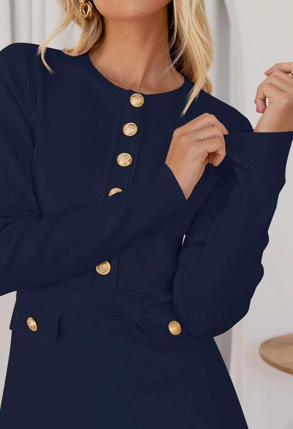 NENONA Women's 2025 Fall Sweater Dress Winter Long Sleeve Button Elegant Formal Party Mini Dresses