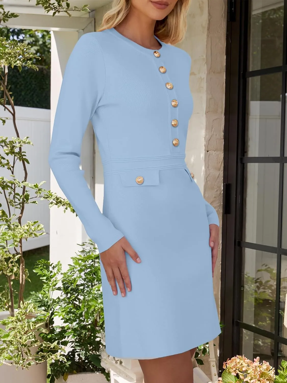 NENONA Women's 2025 Fall Sweater Dress Winter Long Sleeve Button Elegant Formal Party Mini Dresses