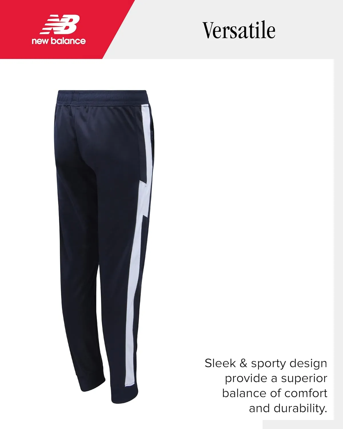 New Balance Boys Sweatpants - Stretch Performance Tricot Activewear Boys Joggers Athletic Pants with Zip Pockets (Size: 8-20)