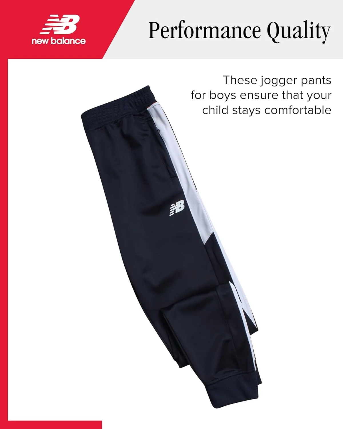 New Balance Boys Sweatpants - Stretch Performance Tricot Activewear Boys Joggers Athletic Pants with Zip Pockets (Size: 8-20)