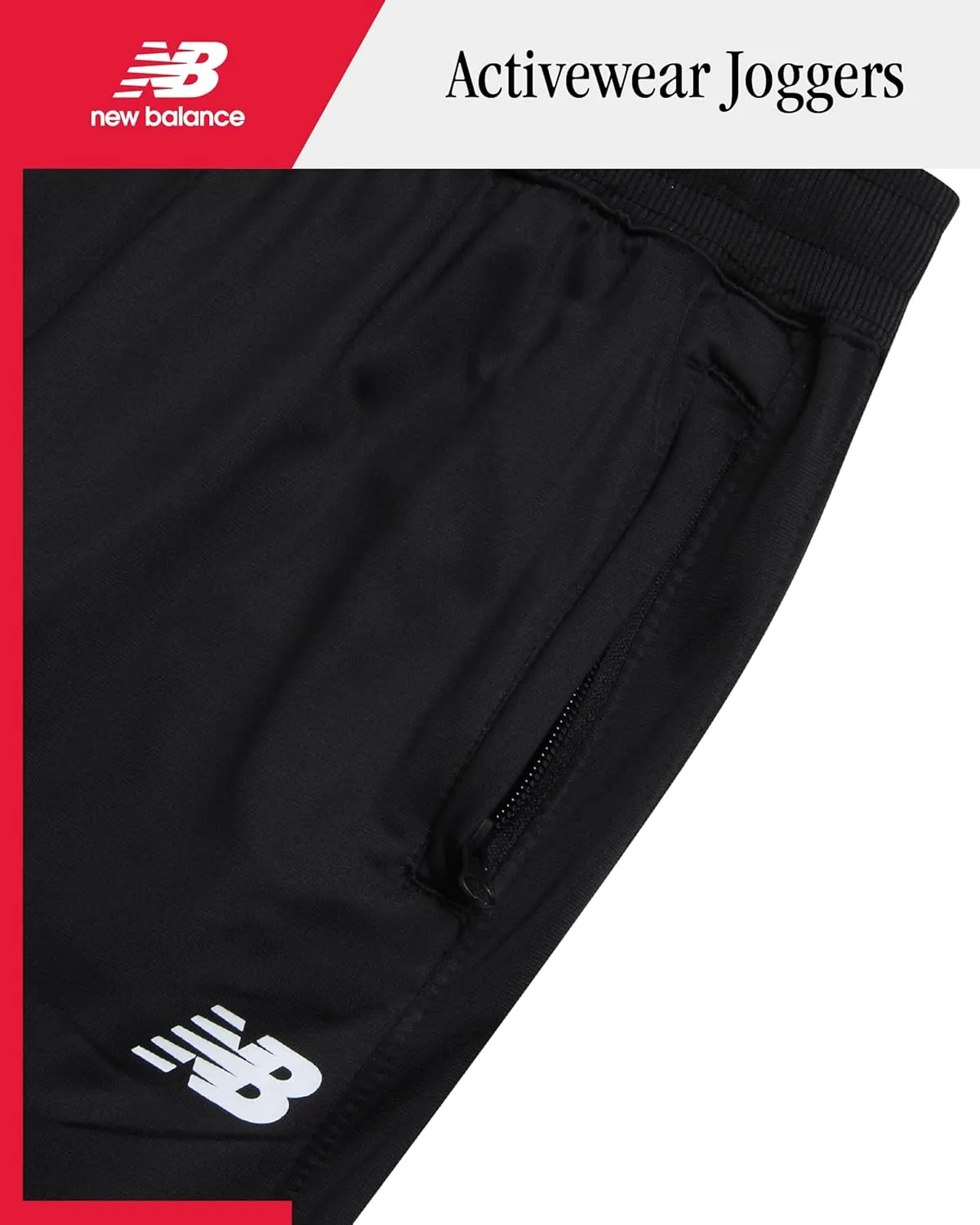 New Balance Boys Sweatpants - Stretch Performance Tricot Activewear Boys Joggers Athletic Pants with Zip Pockets (Size: 8-20)