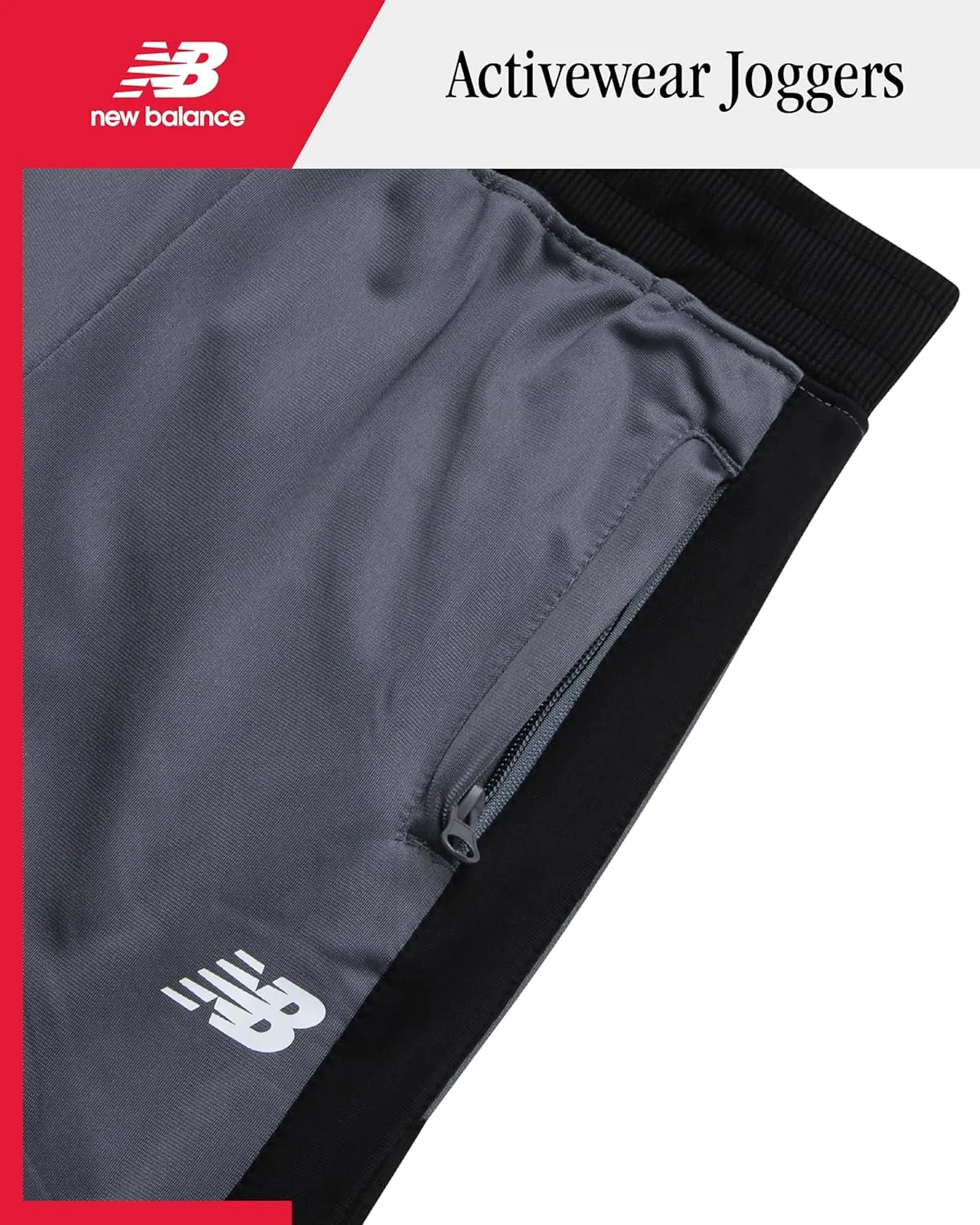 New Balance Boys Sweatpants - Stretch Performance Tricot Activewear Boys Joggers Athletic Pants with Zip Pockets (Size: 8-20)