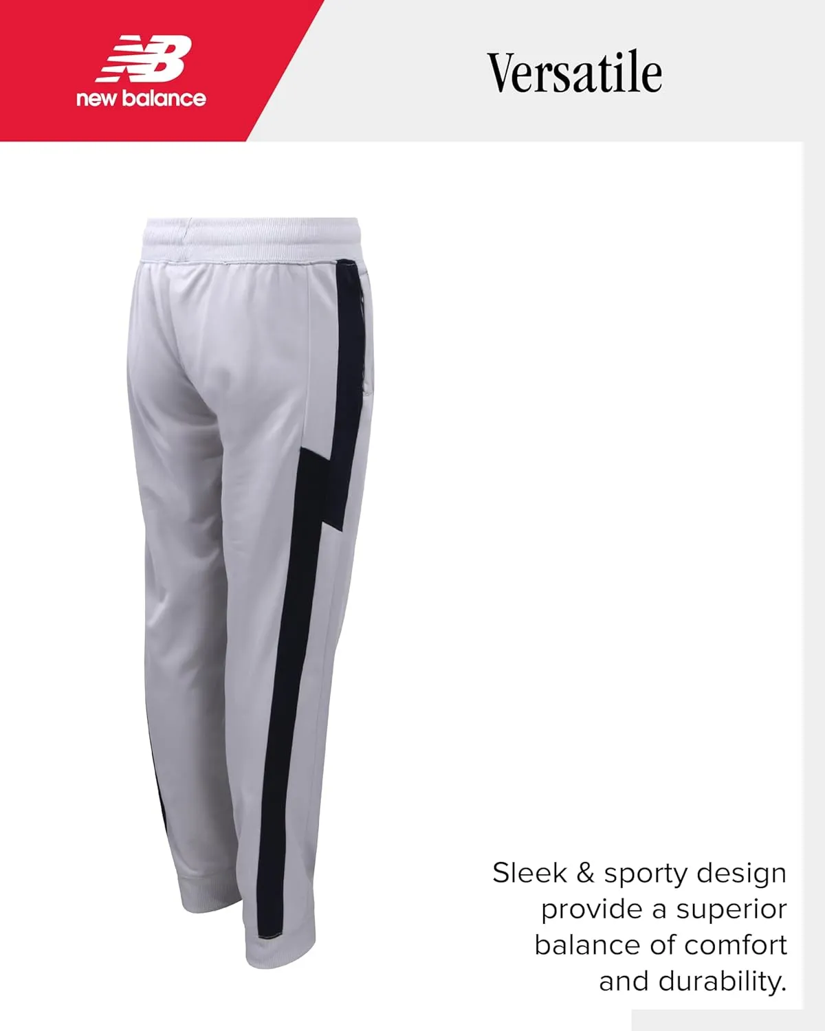 New Balance Boys Sweatpants - Stretch Performance Tricot Activewear Boys Joggers Athletic Pants with Zip Pockets (Size: 8-20)