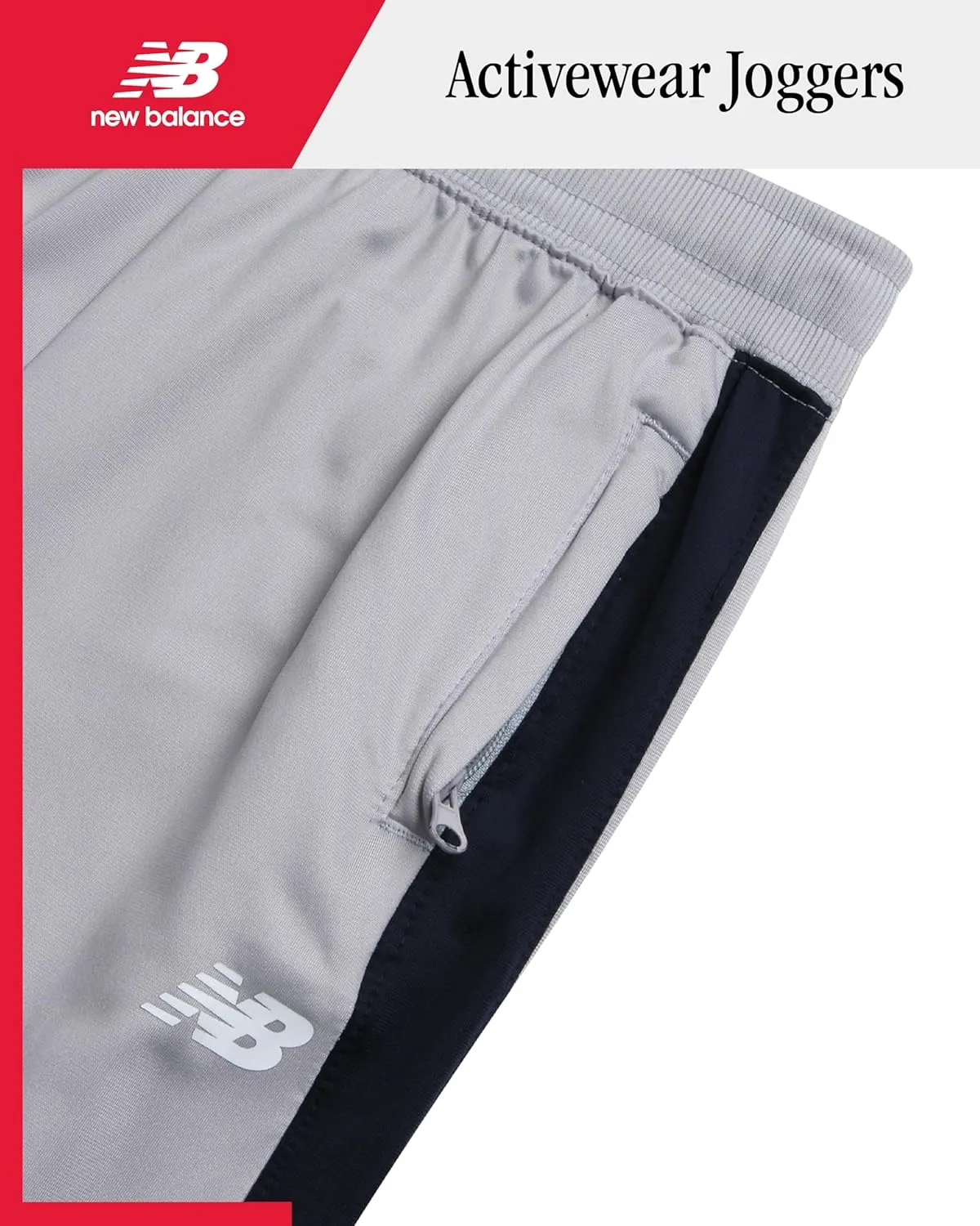 New Balance Boys Sweatpants - Stretch Performance Tricot Activewear Boys Joggers Athletic Pants with Zip Pockets (Size: 8-20)