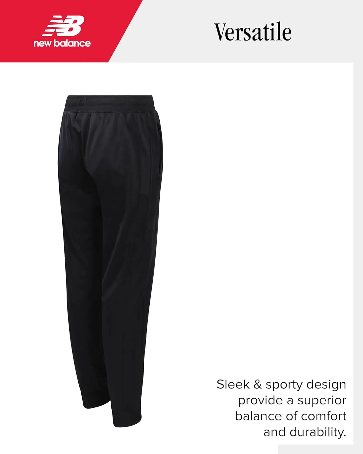 New Balance Boys Sweatpants - Stretch Performance Tricot Activewear Boys Joggers Athletic Pants with Zip Pockets (Size: 8-20)