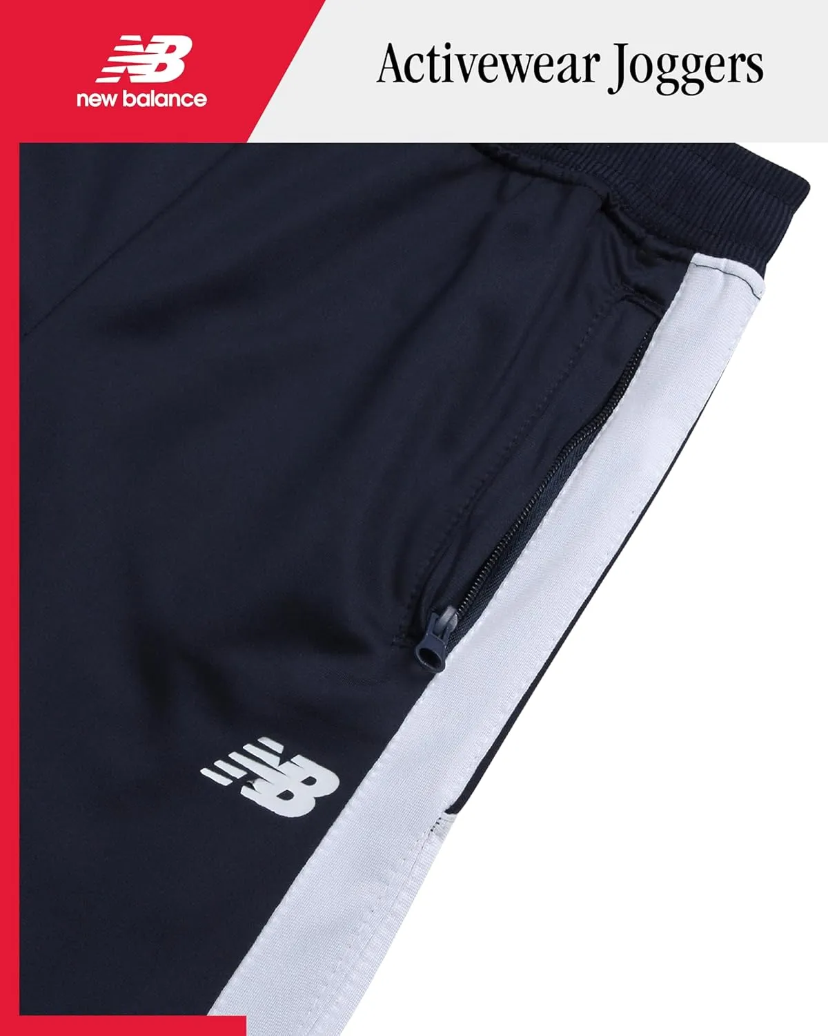 New Balance Boys Sweatpants - Stretch Performance Tricot Activewear Boys Joggers Athletic Pants with Zip Pockets (Size: 8-20)