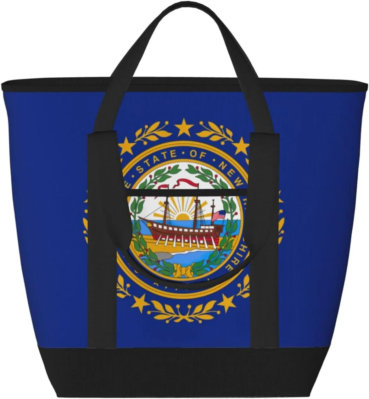 New Hampshire state flag Tote Bag With Zipper,Insulated Cooler Bag,Reusable Grocery Bags,Suitable For Adults To Work Outdoors