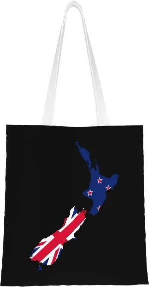 New Zealand Terrain Map Tote Bag for Women Canvas Shopping Bags Reusable Beach Bag Grocery Bags Tote Shoulder Bag Gift Bags