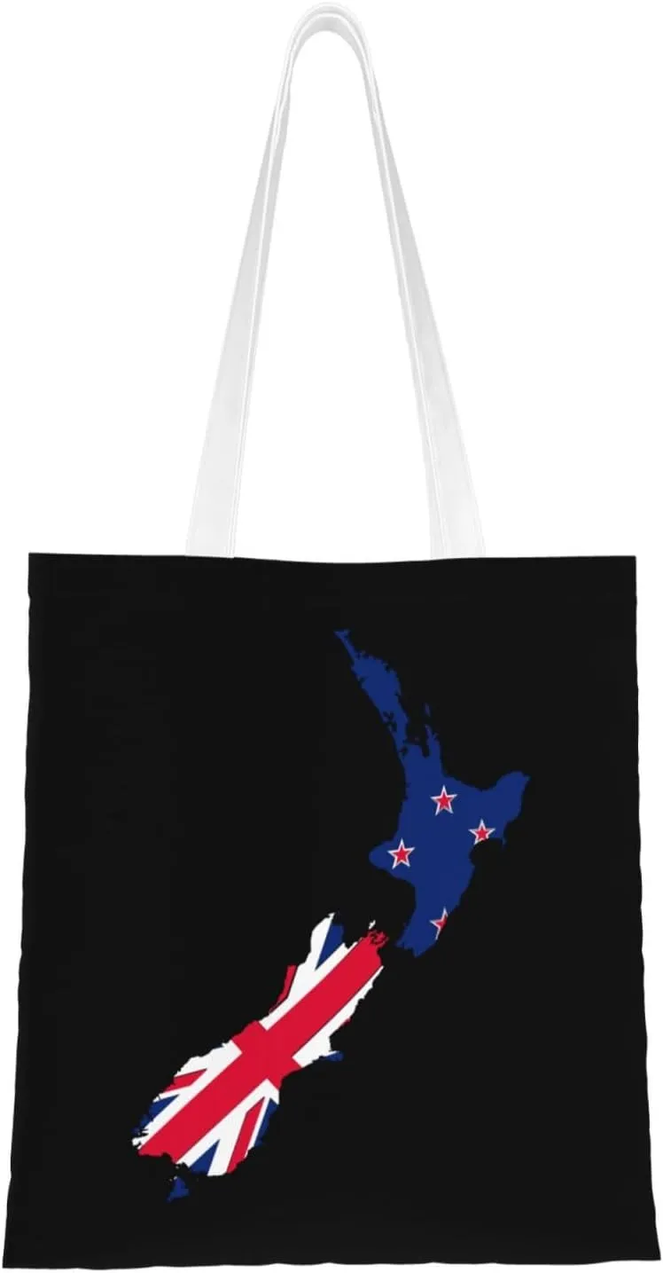 New Zealand Terrain Map Tote Bag for Women Canvas Shopping Bags Reusable Beach Bag Grocery Bags Tote Shoulder Bag Gift Bags