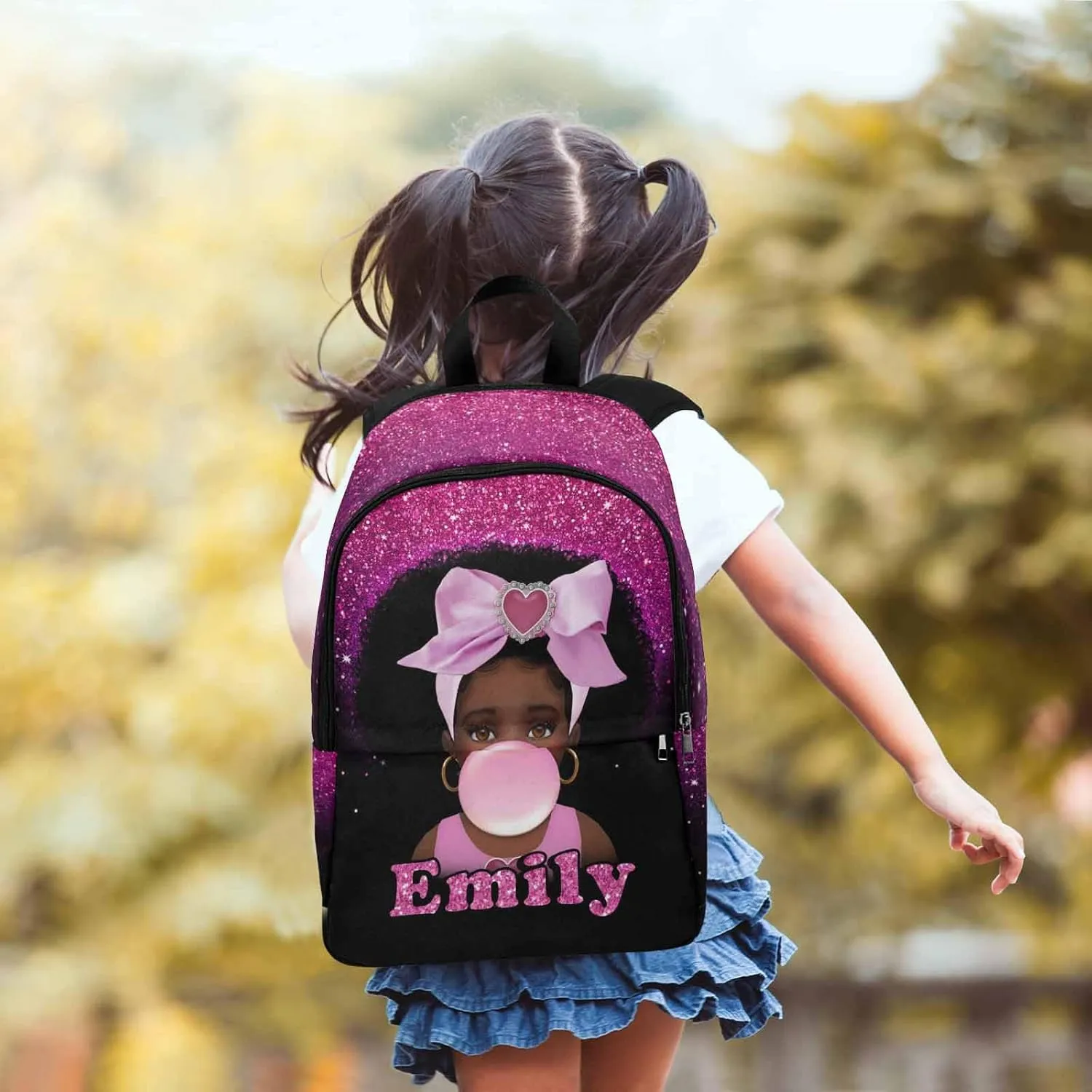 Newcos Custom School Backpack Girls, Personalized Kids Bookbag with Name Multi Colorful Girls Backpack Casual Travel Laptop Daypack for Teenage Daughter Back to School Gift