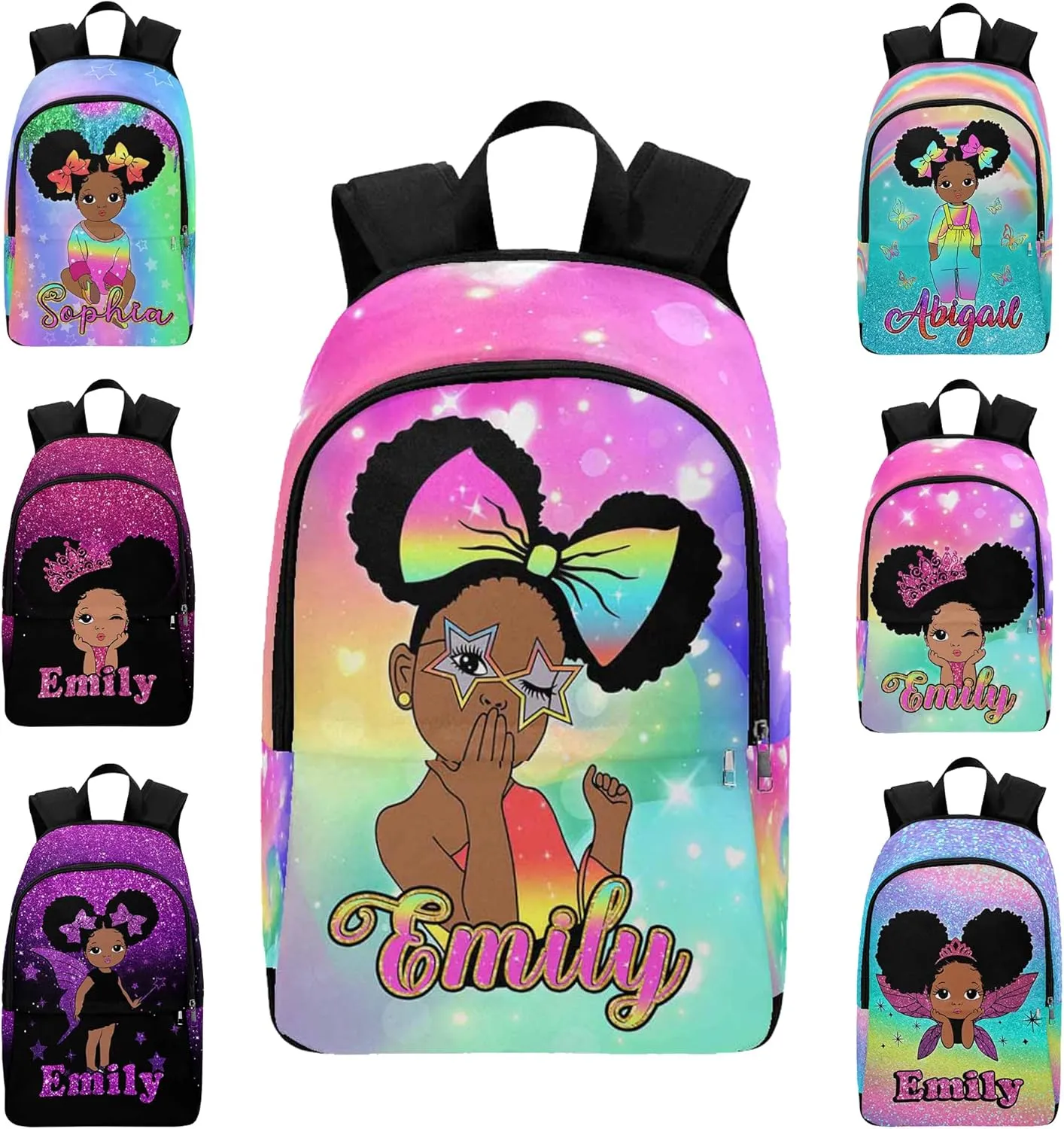 Newcos Custom School Backpack Girls, Personalized Kids Bookbag with Name Multi Colorful Girls Backpack Casual Travel Laptop Daypack for Teenage Daughter Back to School Gift