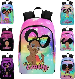 Newcos Custom School Backpack Girls, Personalized Kids Bookbag with Name Multi Colorful Girls Backpack Casual Travel Laptop Daypack for Teenage Daughter Back to School Gift