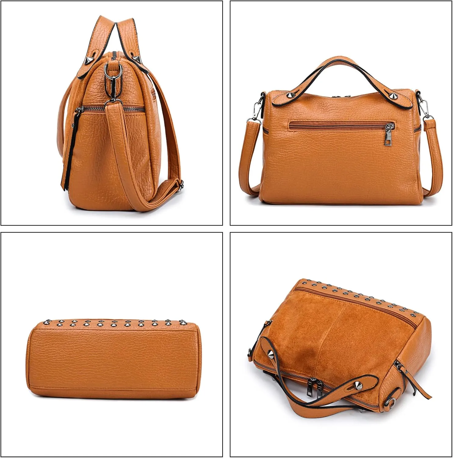 NOTAG Women Handbags Fashion Designer Shoulder Bag PU Leather Crossbody Bag Rivet Top Handle Purses