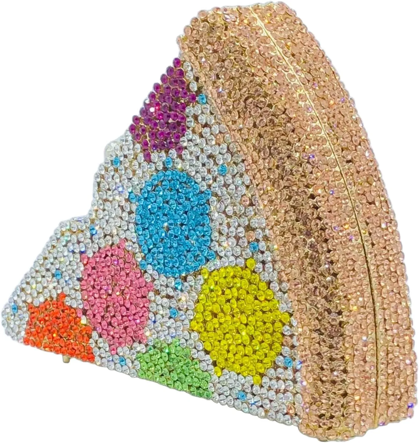 Novelty 3D Pizza Shape Women Crystal Clutch Evening Bag Party Prom Dinner Rhinestone Clutch Purses and Handbags,Mini