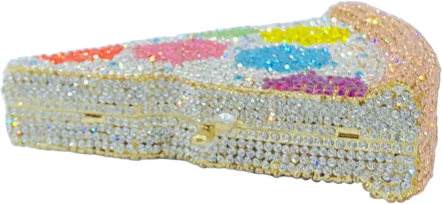Novelty 3D Pizza Shape Women Crystal Clutch Evening Bag Party Prom Dinner Rhinestone Clutch Purses and Handbags,Mini
