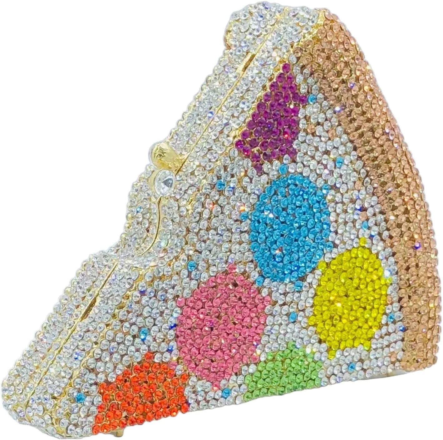 Novelty 3D Pizza Shape Women Crystal Clutch Evening Bag Party Prom Dinner Rhinestone Clutch Purses and Handbags,Mini