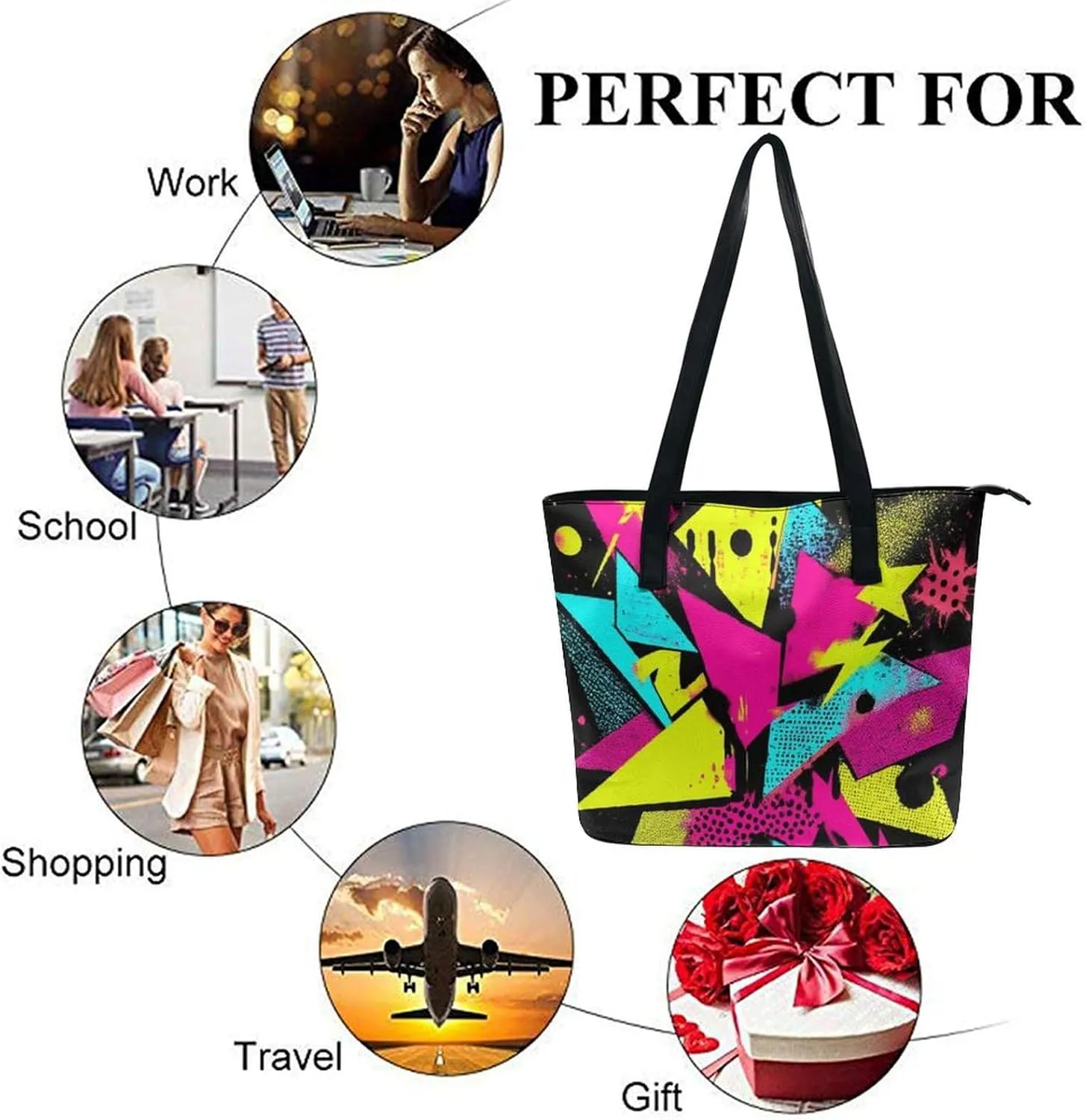 Novelty Handbag for Adults, Women's Large Capacity Tote Bag Laptop Bags with Compartment for Business