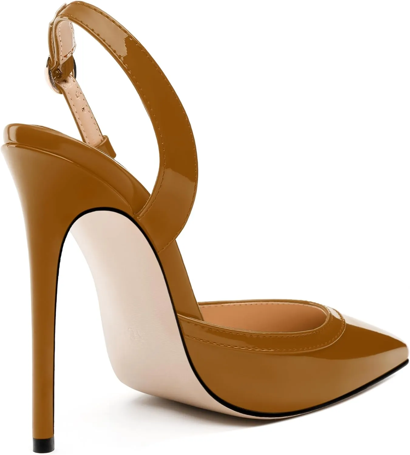 NUMALEO Women's Pointed Toe High Stiletto Heels Slingback High Heel Pumps Backless Patent Leather Fashion Sexy Dress Shoes for Women