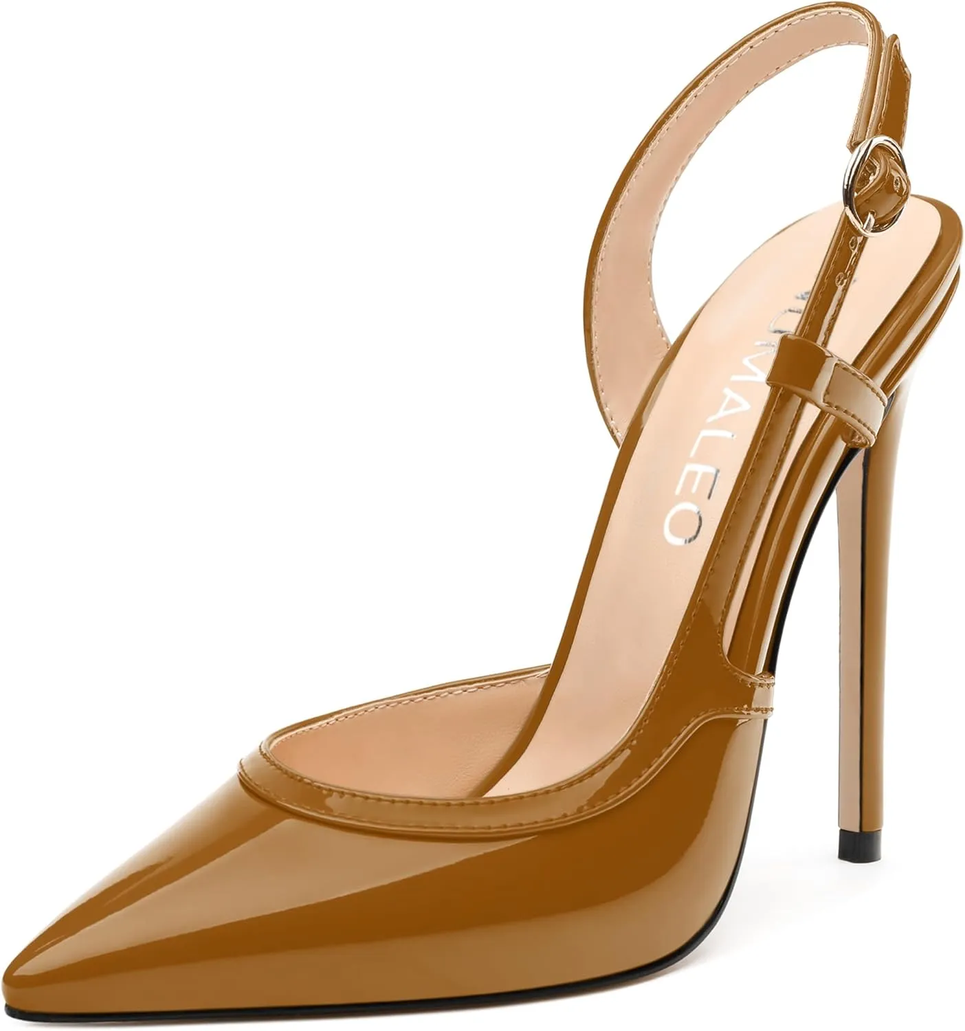 NUMALEO Women's Pointed Toe High Stiletto Heels Slingback High Heel Pumps Backless Patent Leather Fashion Sexy Dress Shoes for Women